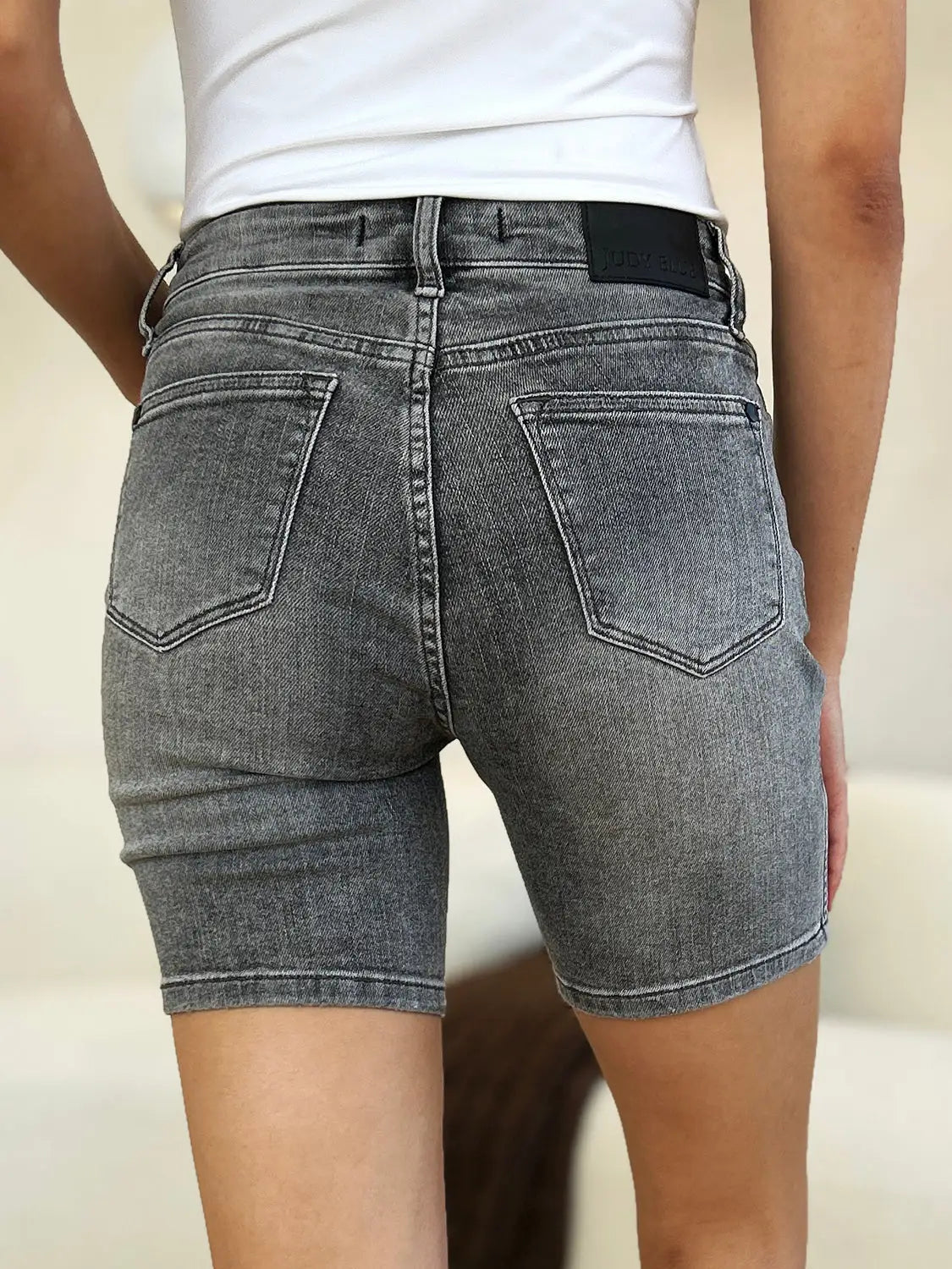 Judy Blue Full Size High Waist Washed Denim Shorts - Eclectage