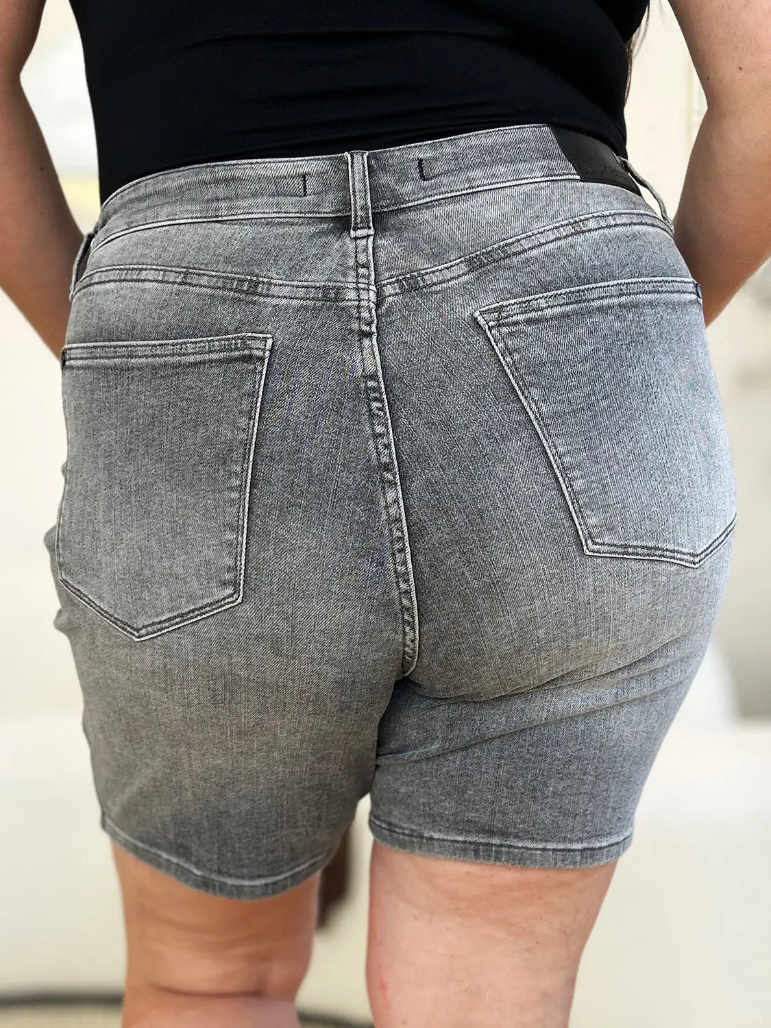 Judy Blue Full Size High Waist Washed Denim Shorts - Eclectage