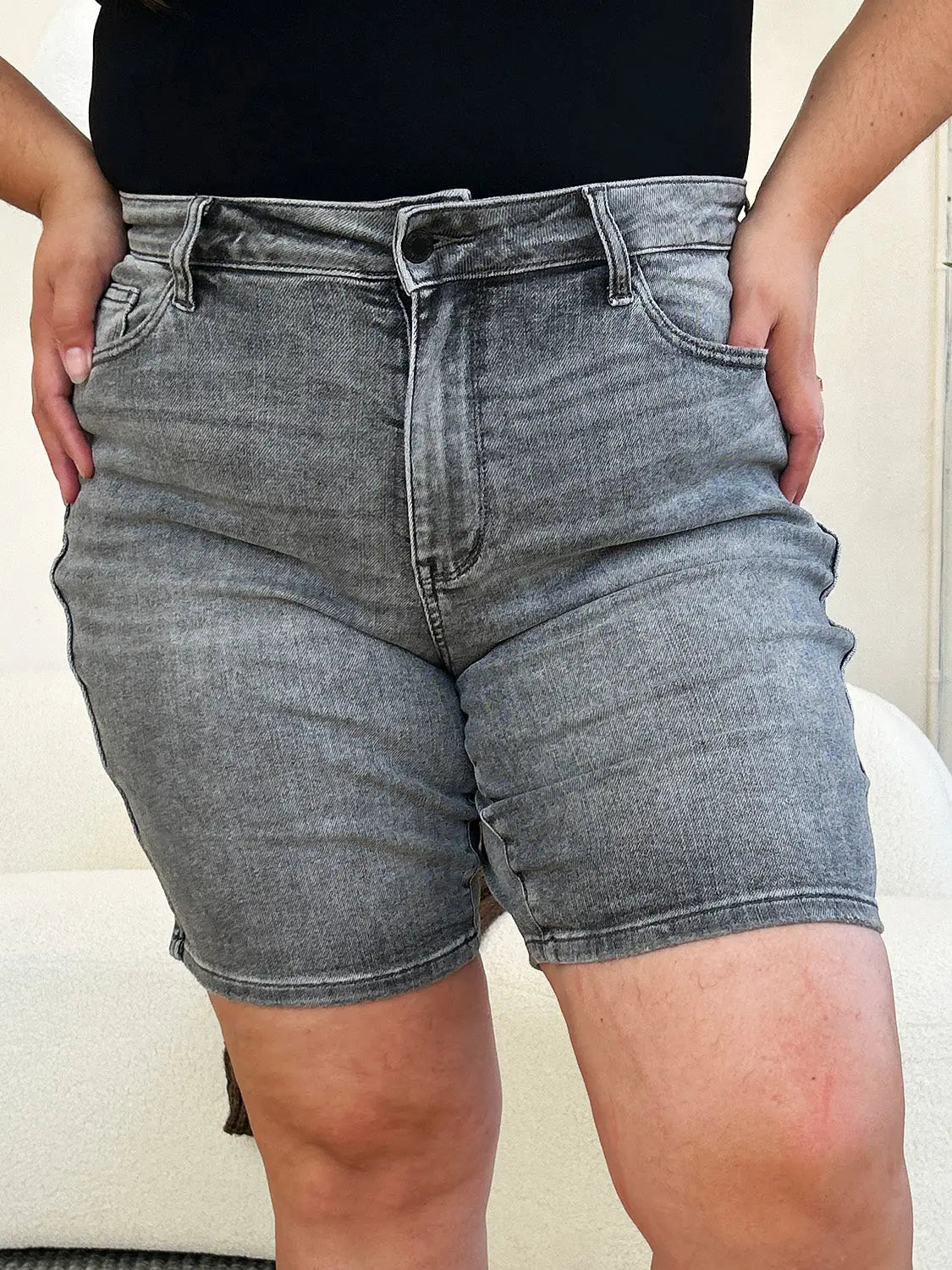 Judy Blue Full Size High Waist Washed Denim Shorts - Eclectage