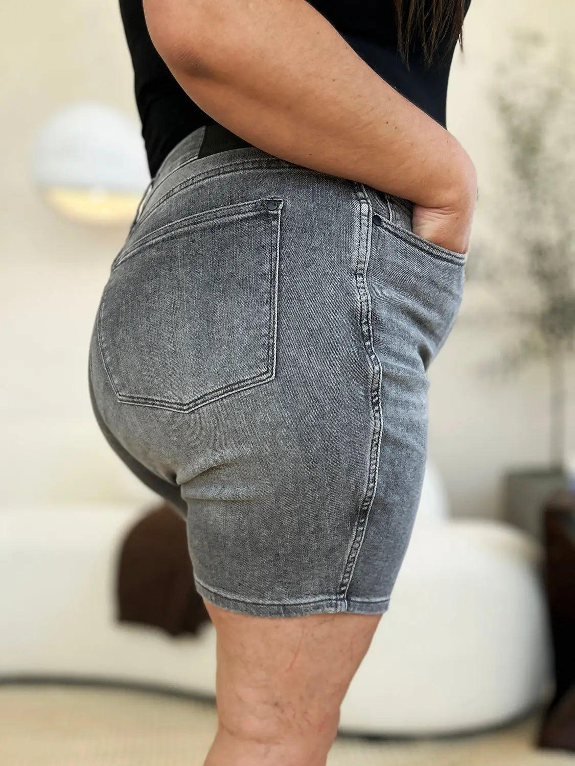 Judy Blue Full Size High Waist Washed Denim Shorts - Eclectage