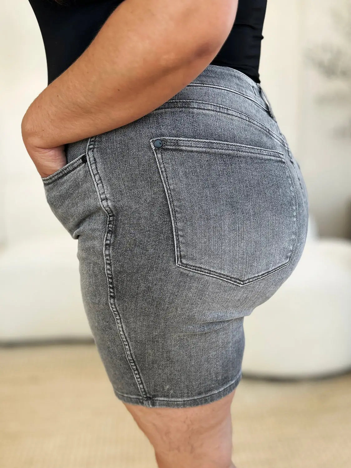 Judy Blue Full Size High Waist Washed Denim Shorts - Eclectage