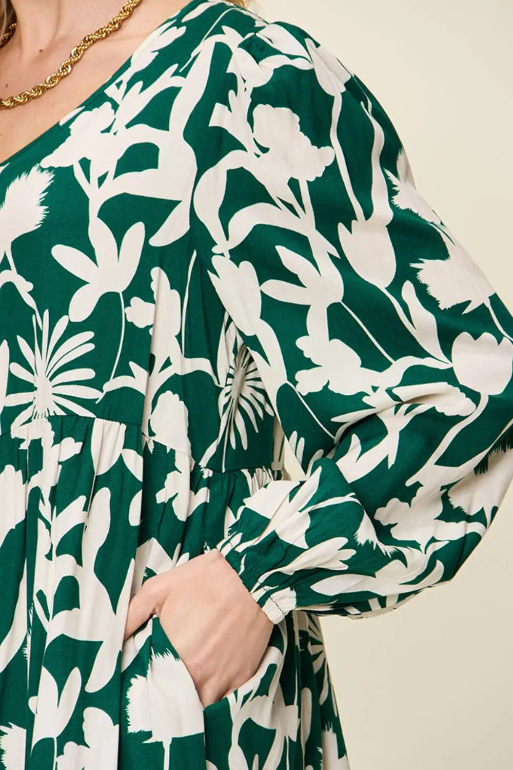 Printed Ruffle Hem Dress with Pocket - Eclectage