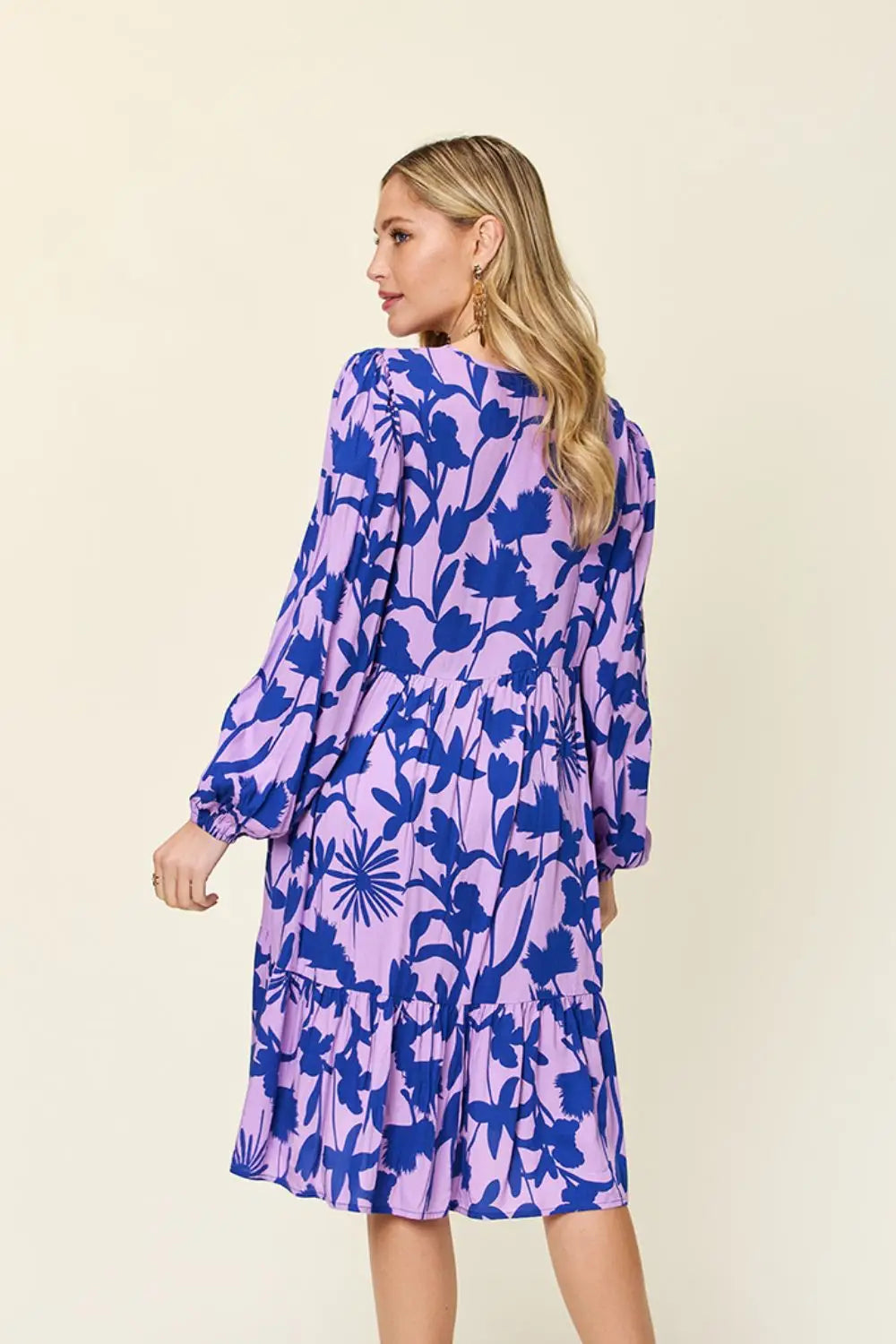 Printed Ruffle Hem Dress with Pocket - Eclectage