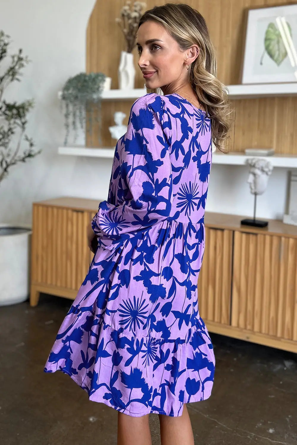 Printed Ruffle Hem Dress with Pocket - Eclectage