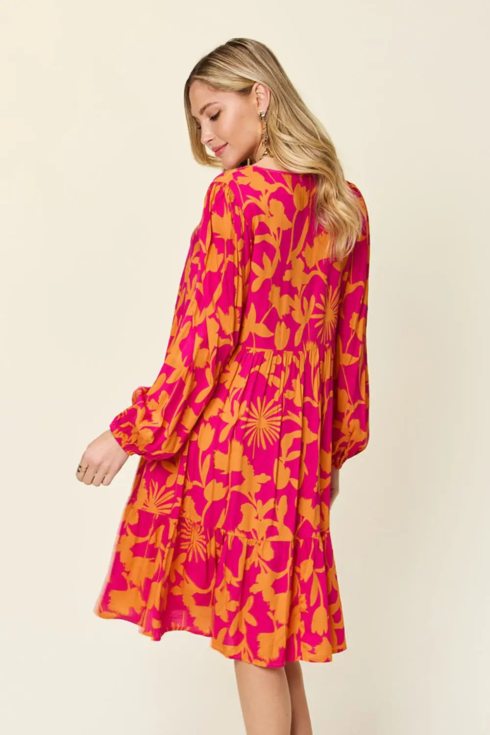 Printed Ruffle Hem Dress with Pocket - Eclectage