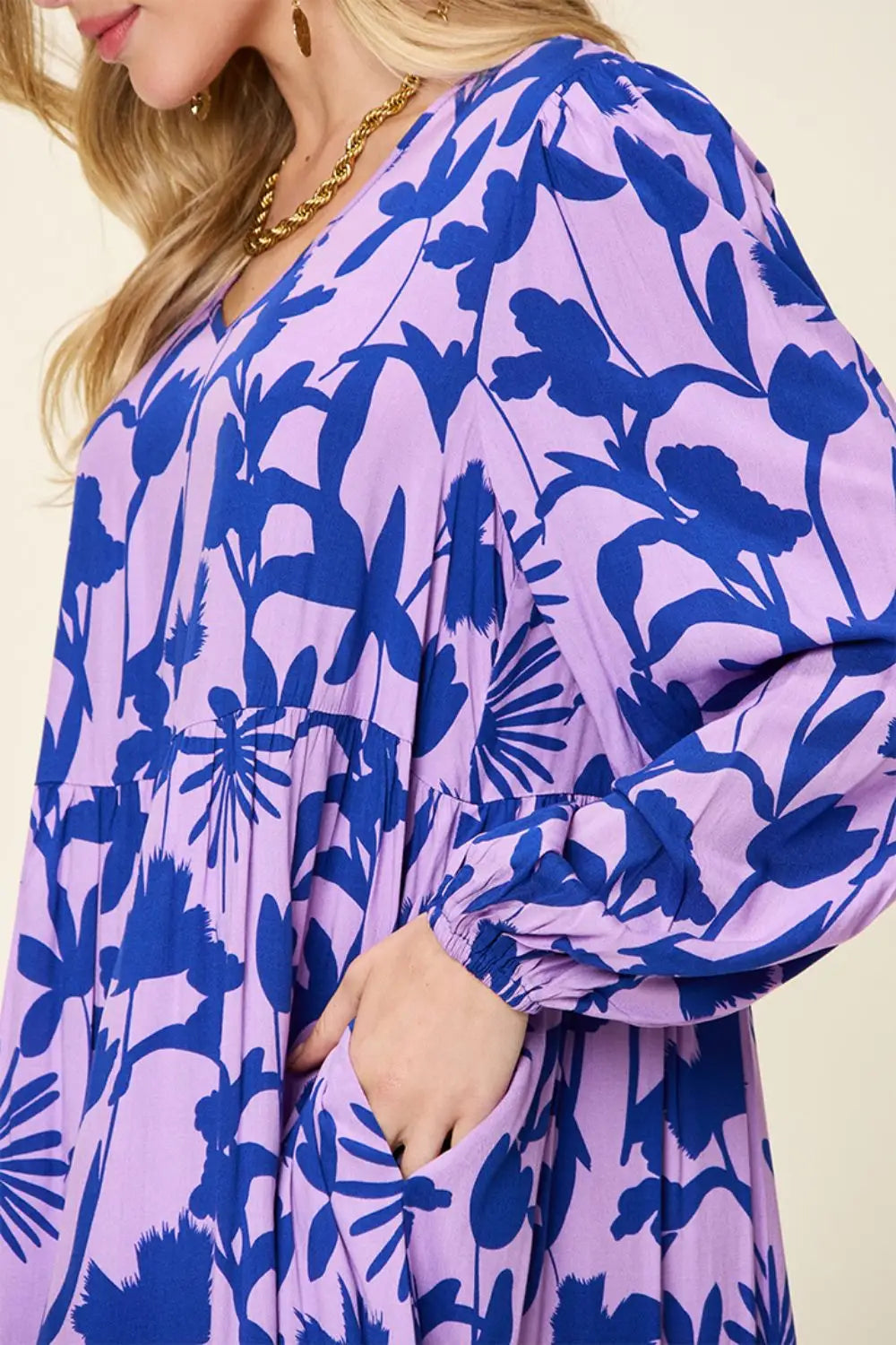 Printed Ruffle Hem Dress with Pocket - Eclectage