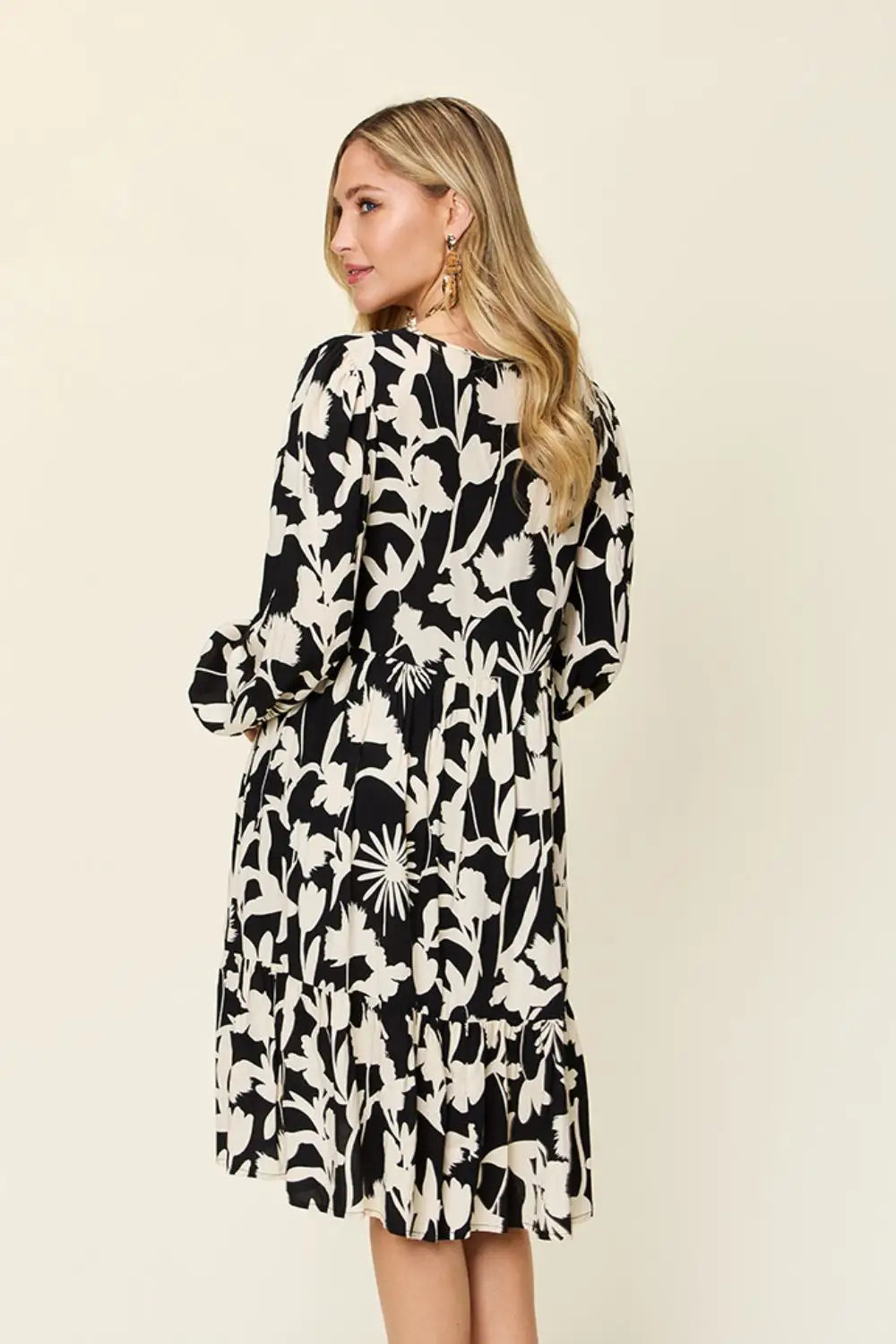 Printed Ruffle Hem Dress with Pocket - Eclectage