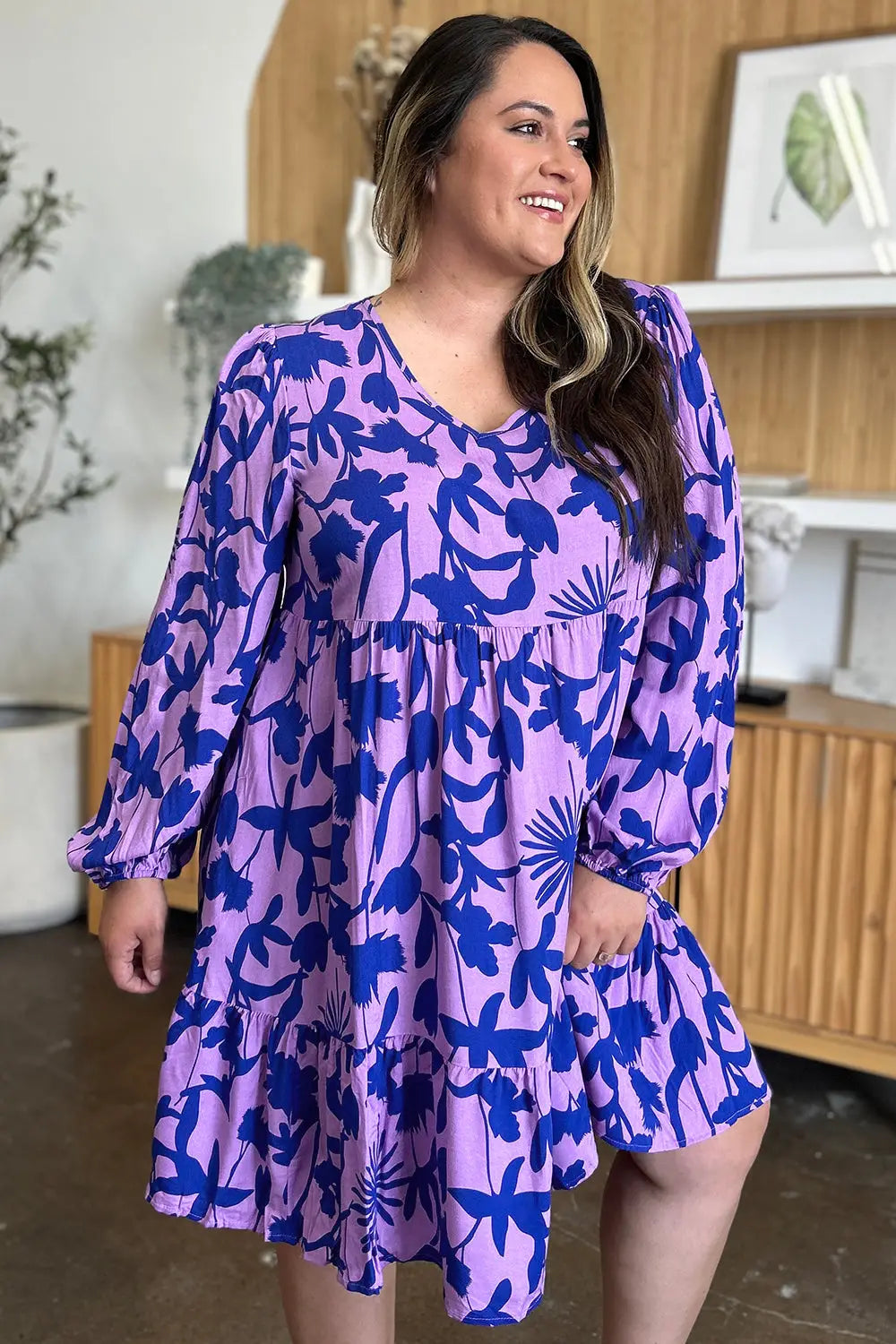 Printed Ruffle Hem Dress with Pocket - Eclectage