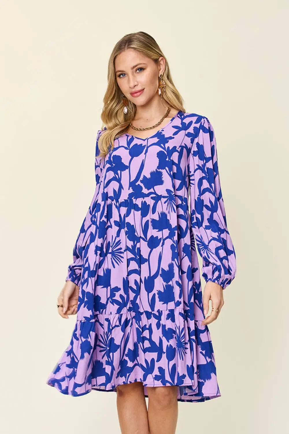 Printed Ruffle Hem Dress with Pocket - Eclectage