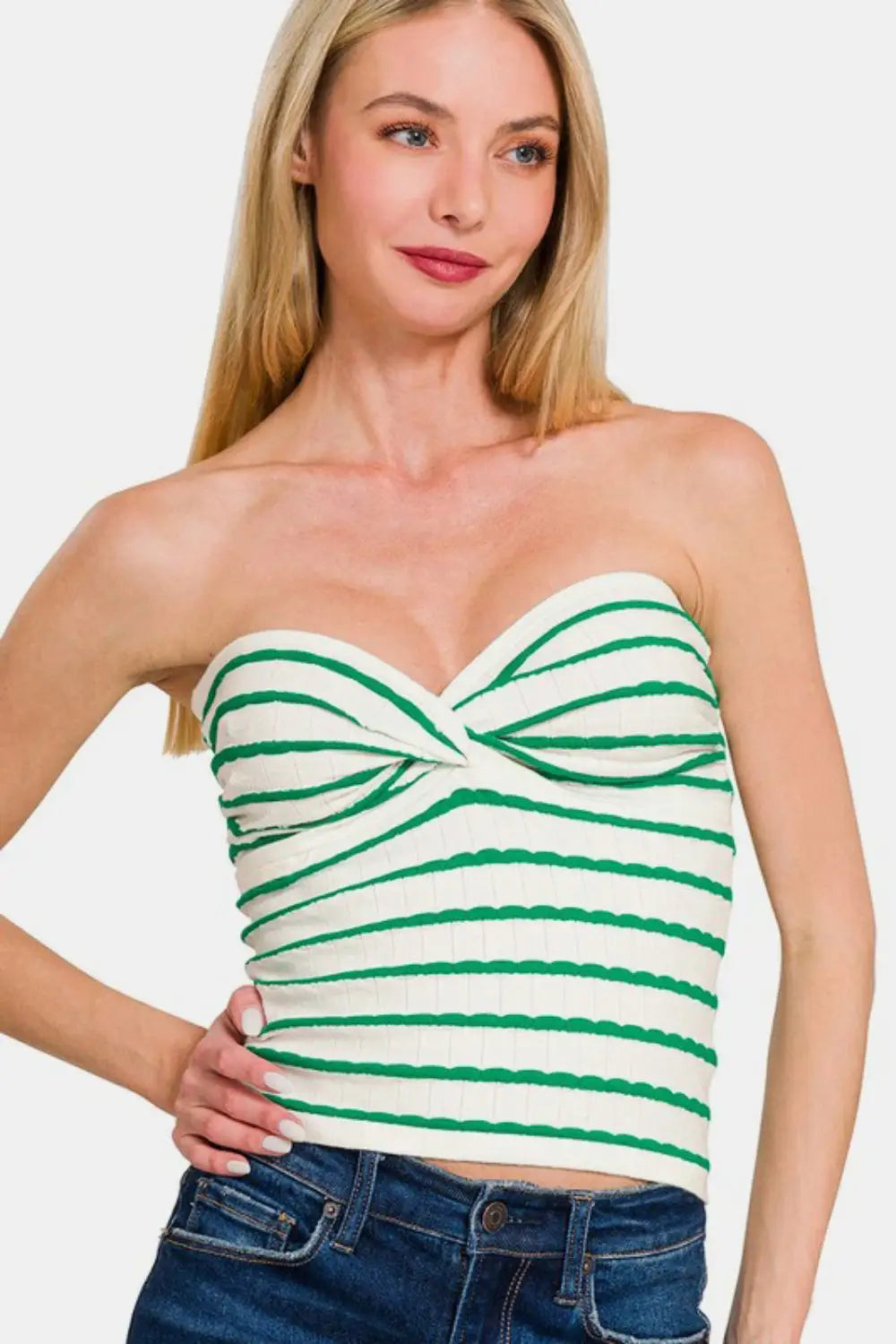 Green Striped Tube Top - Tube Tops