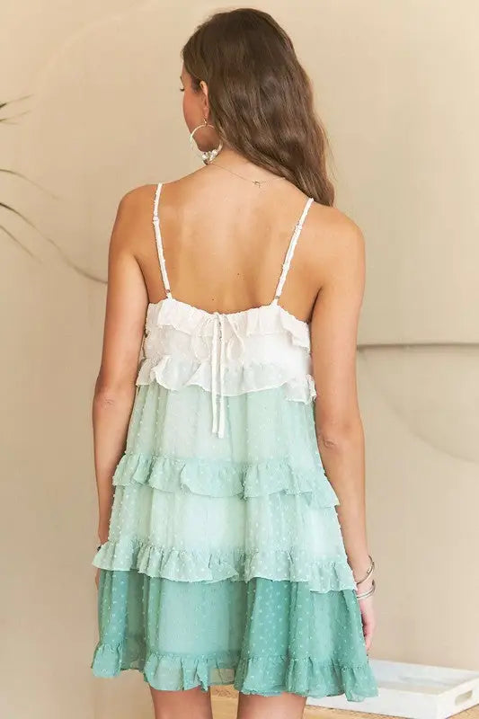 ADORA Swiss Dot Ruffled Tiered Mini Dress - Eclectage