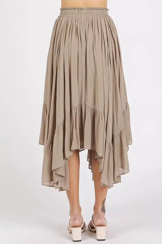 Mittoshop Handkerchief Hem Elastic Waist Pocket Midi Skirt - Eclectage