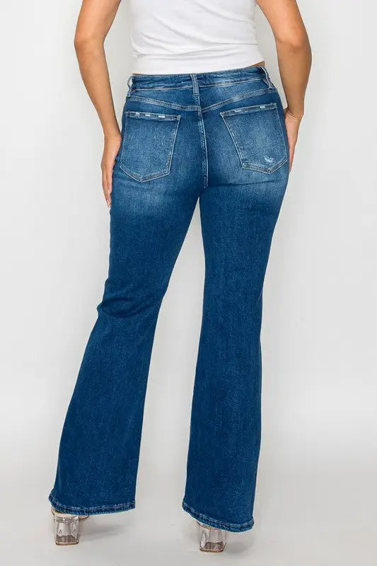 High Rise Bootcut Jeans with Pockets - Eclectage