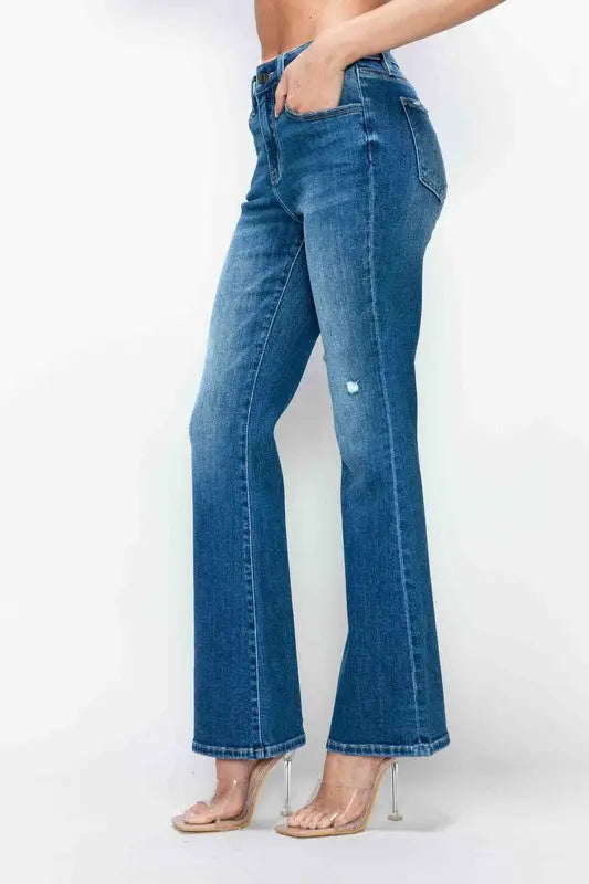 High Rise Bootcut Jeans with Pockets - Eclectage