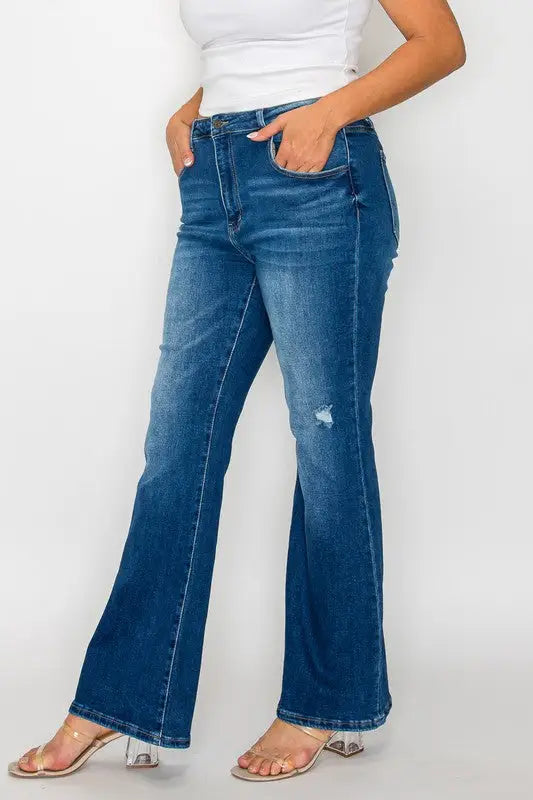 High Rise Bootcut Jeans with Pockets - Eclectage