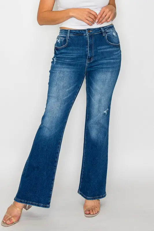 High Rise Bootcut Jeans with Pockets - Eclectage