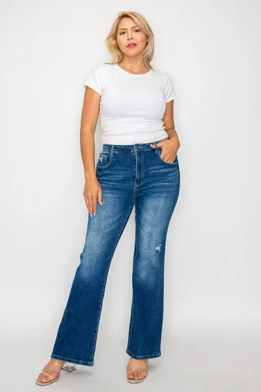 High Rise Bootcut Jeans with Pockets - Eclectage