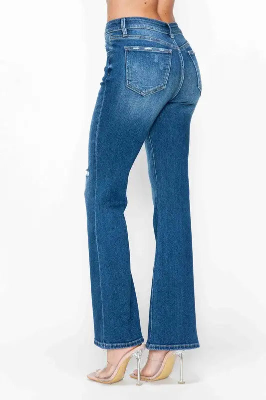 High Rise Bootcut Jeans with Pockets - Eclectage