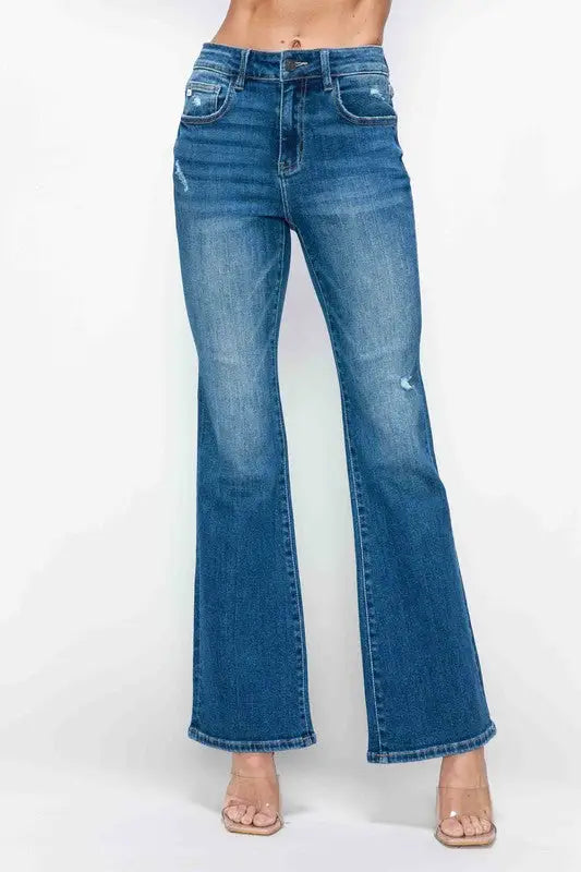 High Rise Bootcut Jeans with Pockets - Eclectage