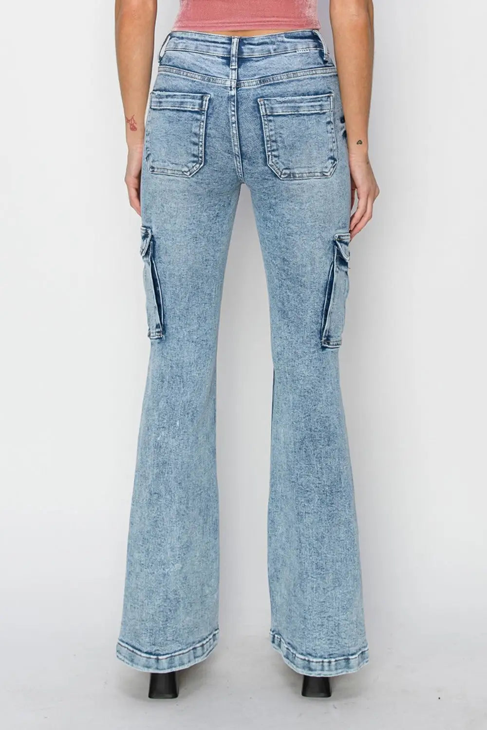 High Rise Cargo Flare Jeans - Eclectage