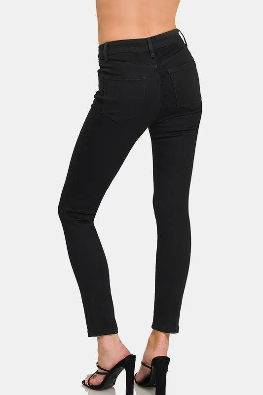 High Rise Skinny Jeans with Pockets - Eclectage