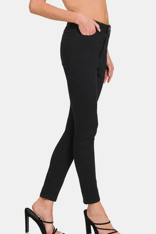 High Rise Skinny Jeans with Pockets - Eclectage