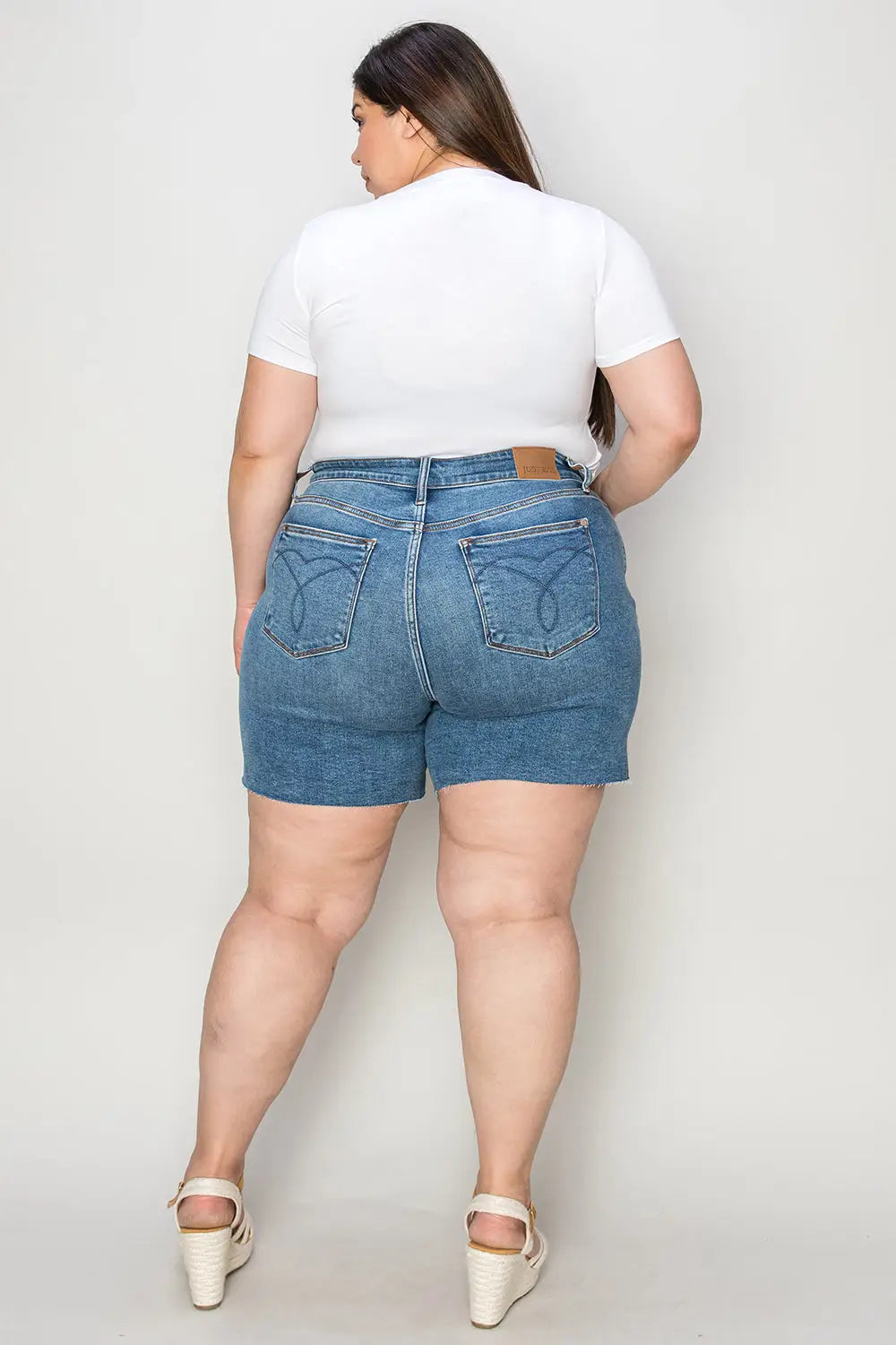 Judy Blue Full Size High Waist Slim Denim Shorts - Eclectage