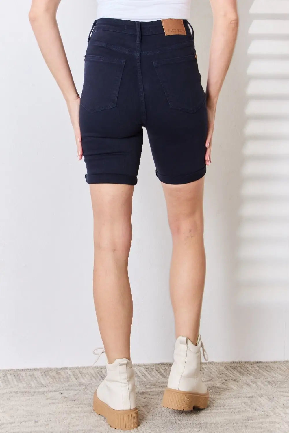 High Waist Tummy Control Bermuda Shorts - Denim Shorts