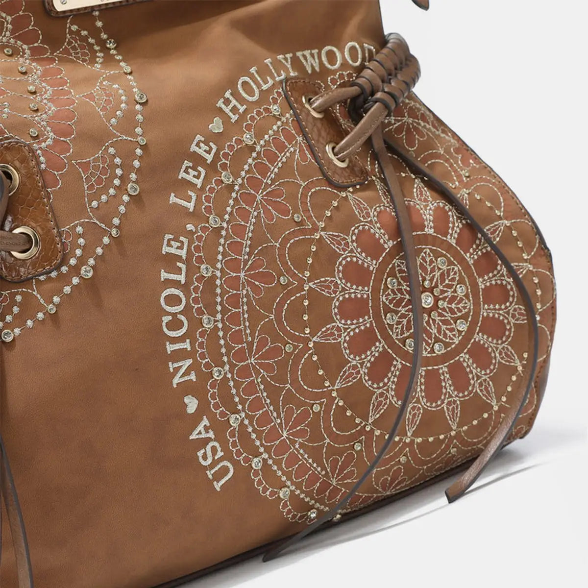 Inlaid Rhinestone Hobo Bag - Handbags