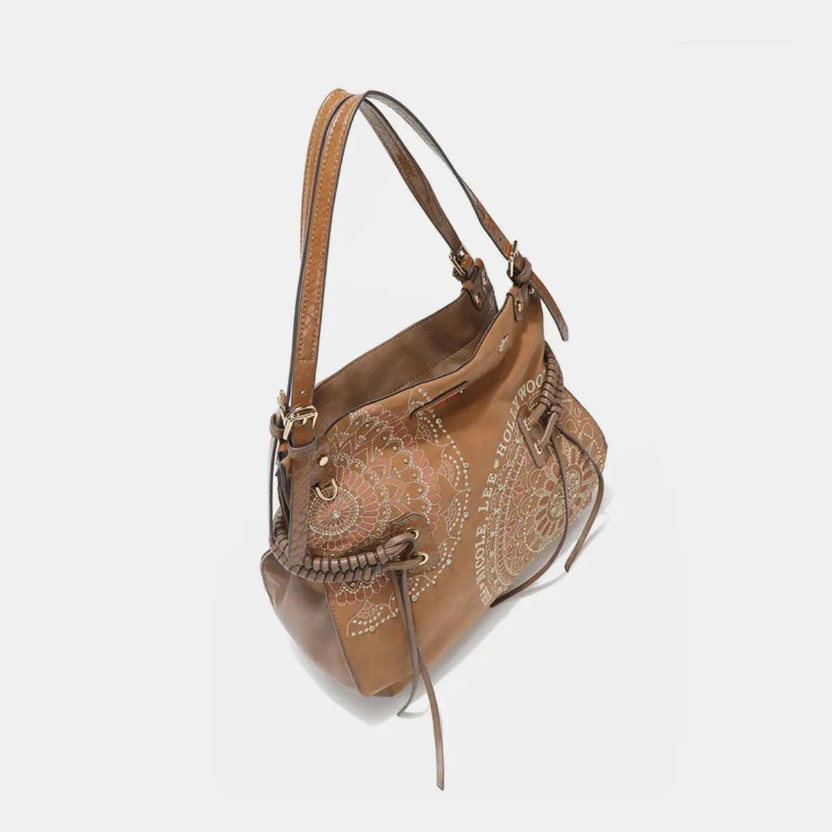Inlaid Rhinestone Hobo Bag - Handbags