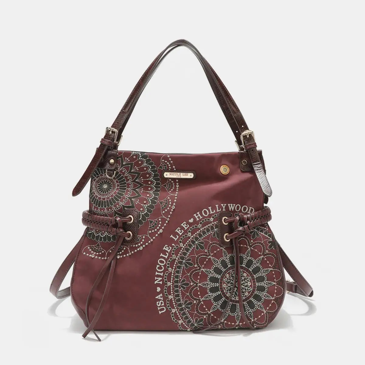 Inlaid Rhinestone Hobo Bag - Handbags