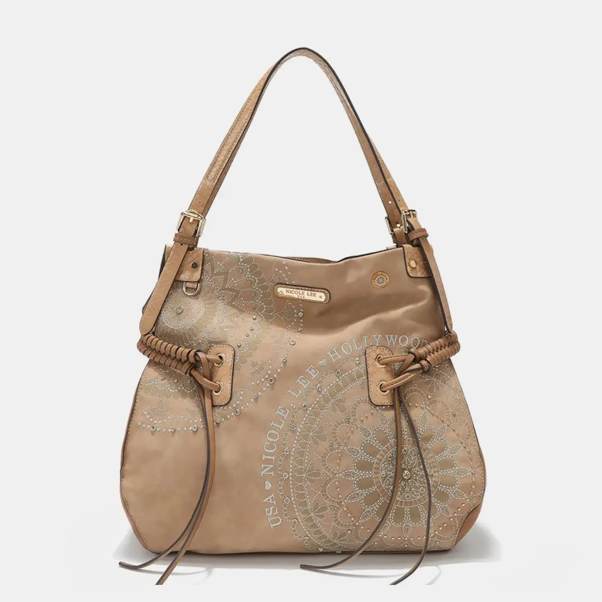 Inlaid Rhinestone Hobo Bag - Handbags