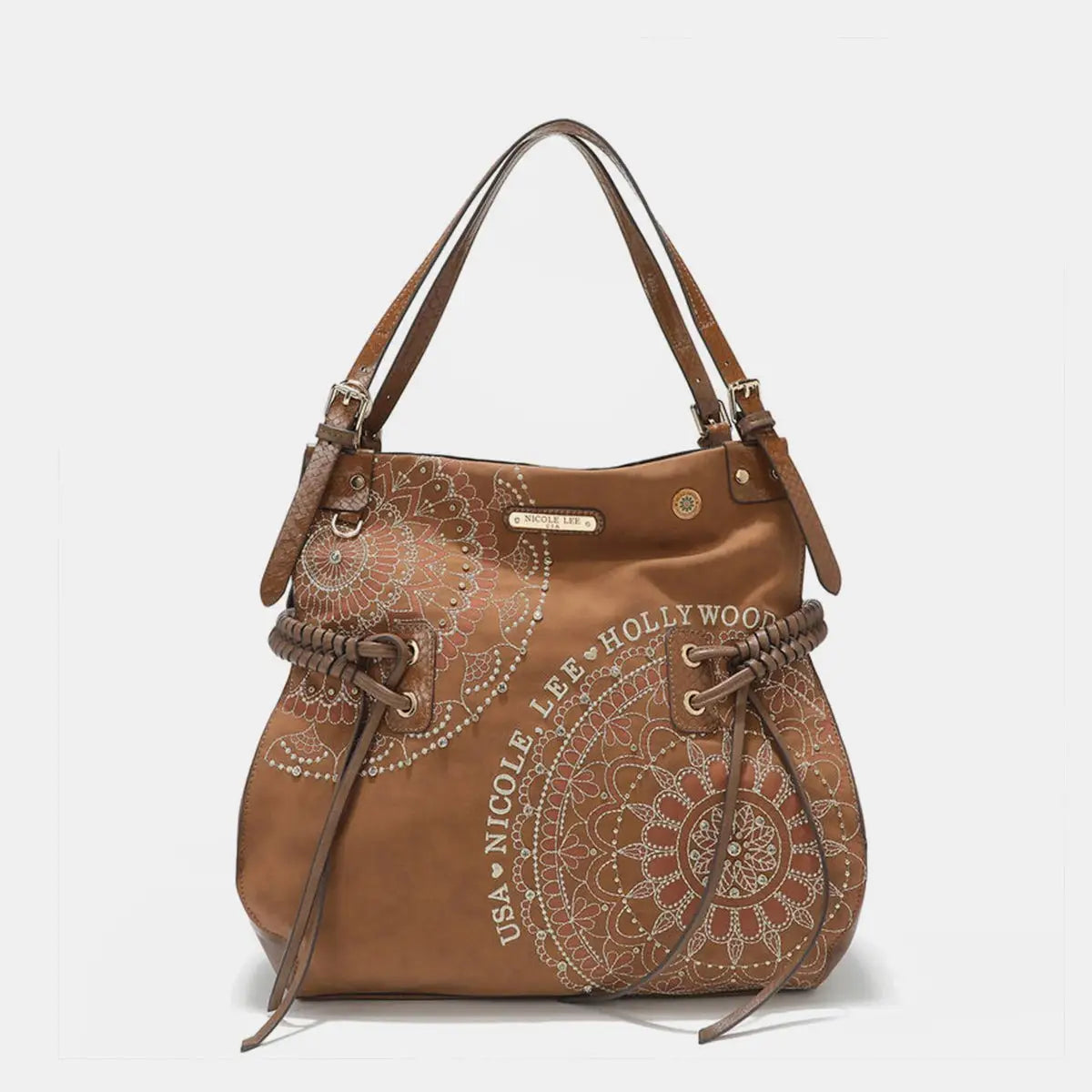 Inlaid Rhinestone Hobo Bag - Handbags