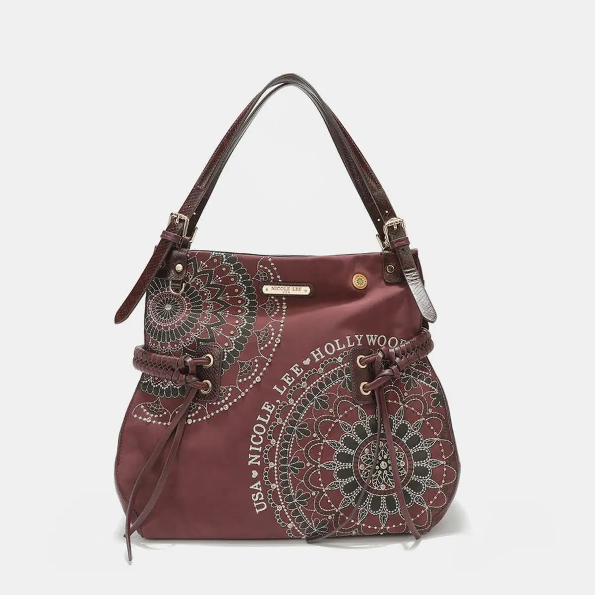 Inlaid Rhinestone Hobo Bag - Handbags