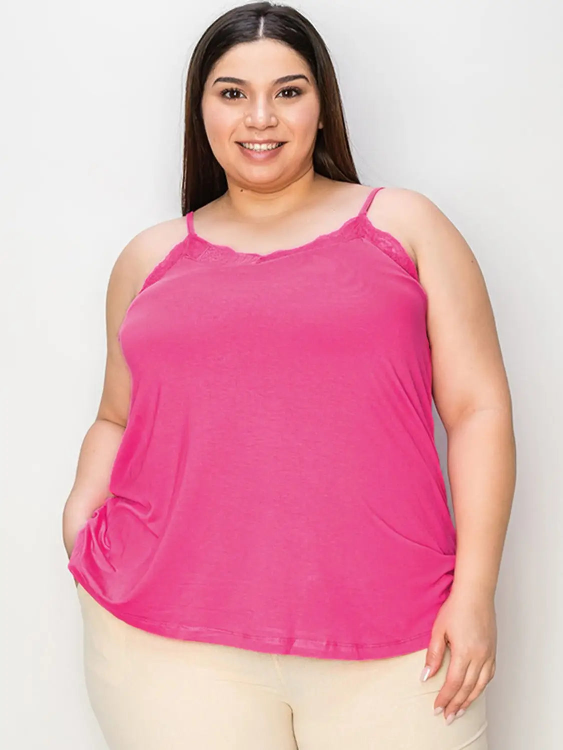 Lace Trim V - Neck Cami - Cami Tops