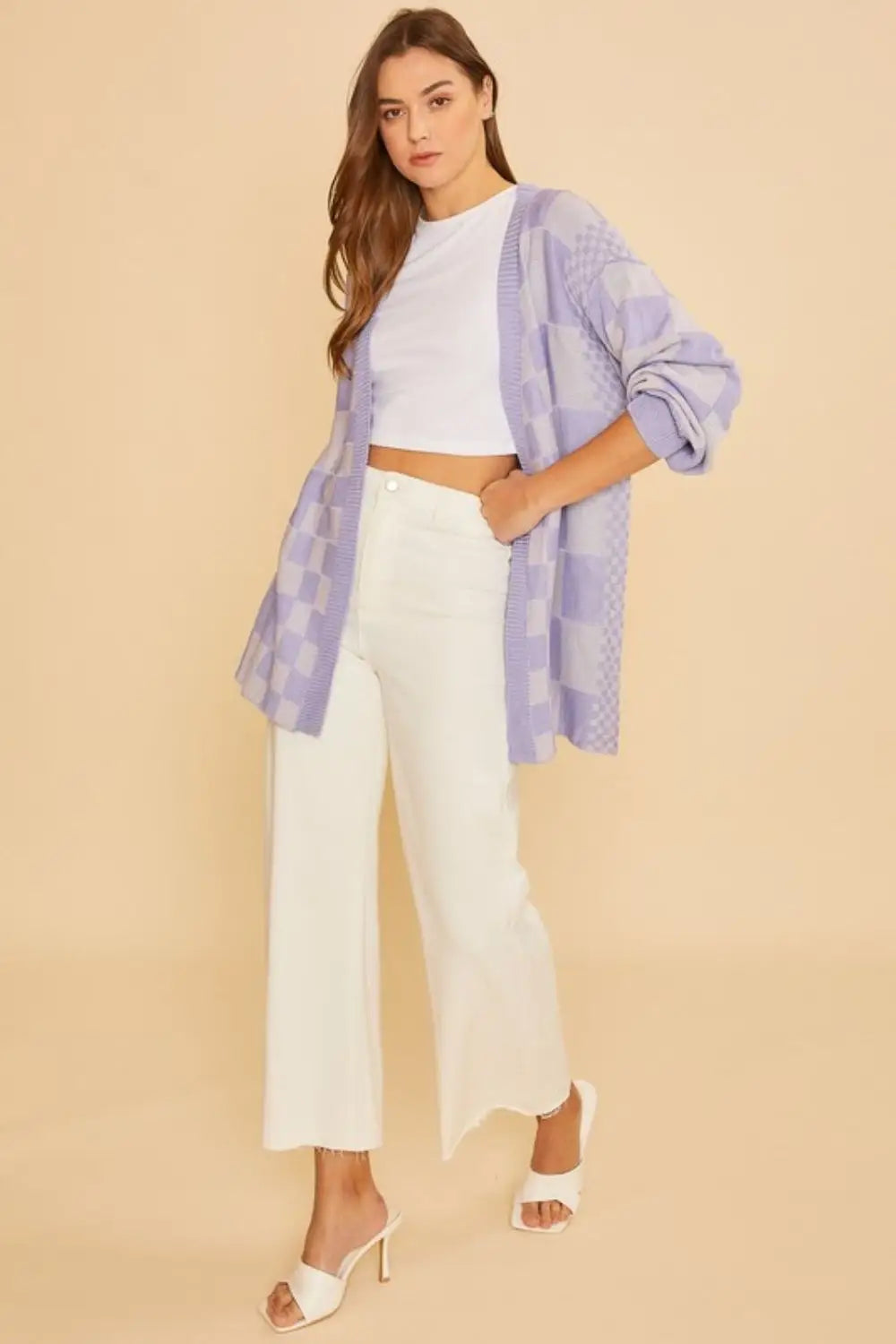 Lavender Checkered Cardigan - Eclectage