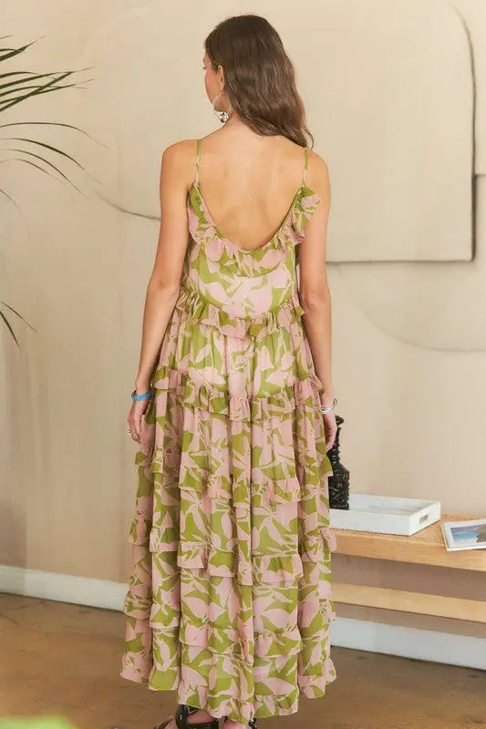 Ruffled Tiered Scoop Neck Cami Dress - Eclectage