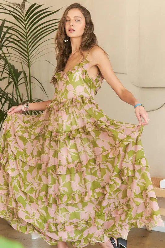 Ruffled Tiered Scoop Neck Cami Dress - Eclectage