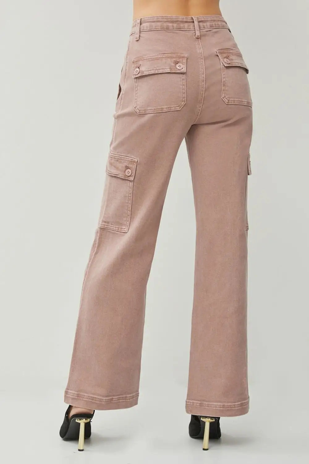 Mauve Wide Leg Cargo Jeans - Cargo Jeans