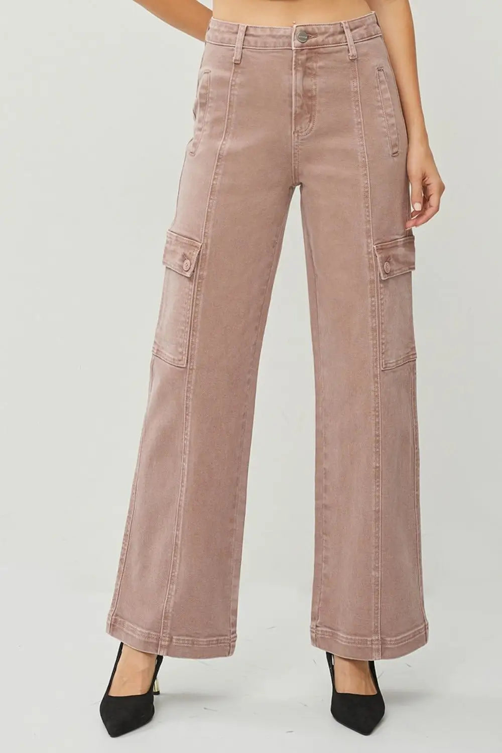 Mauve Wide Leg Cargo Jeans - Cargo Jeans