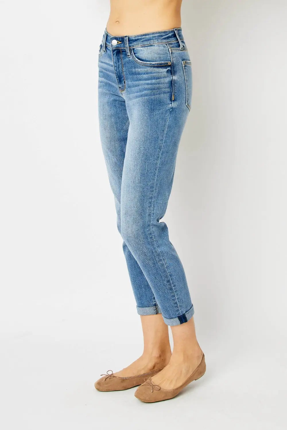 Judy Blue Full Size Cuffed Hem Slim Jeans - Eclectage