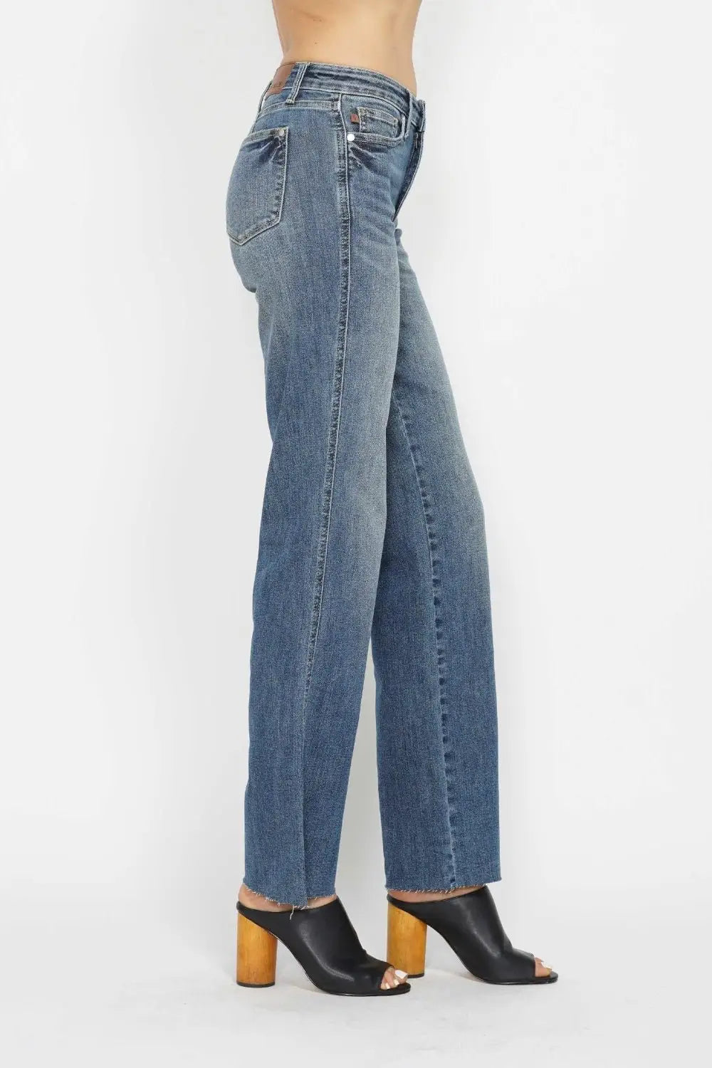 Med Blue Tummy Control Straight Jeans - Straight Jeans
