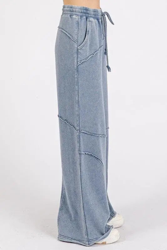 Medium Blue Asymmetric Seam Pants - Eclectage