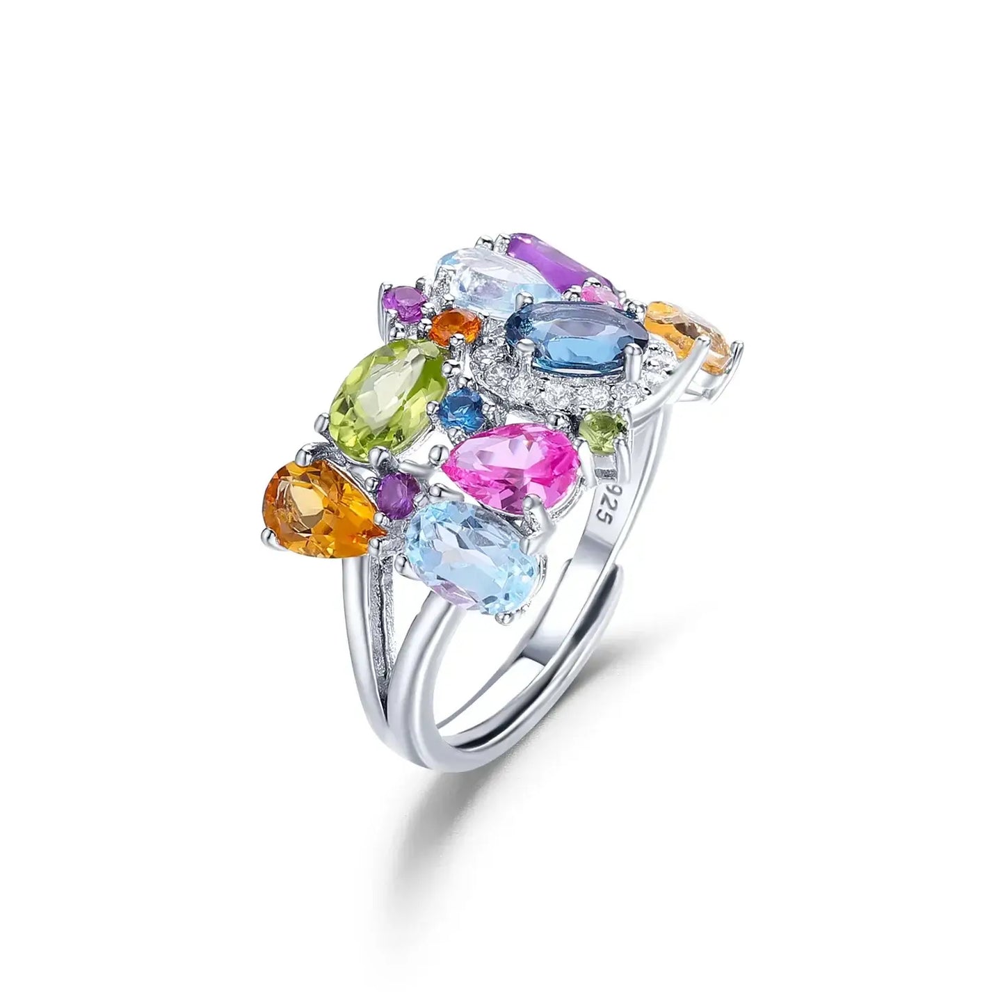 Multicolor Sterling Silver Adjustable Ring 925 Sterling Silver / MIX / United States|resizable Rings