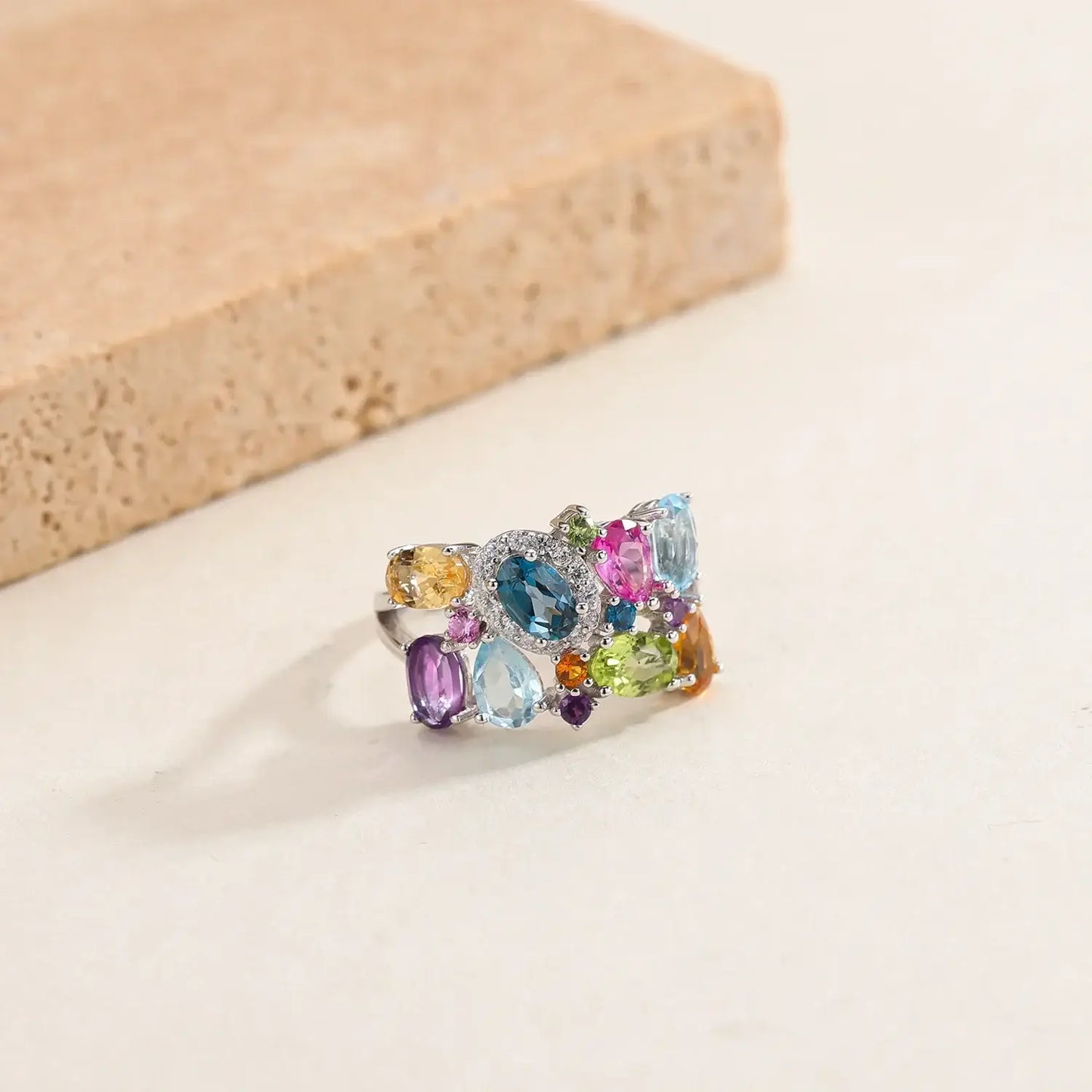 Multicolor Sterling Silver Adjustable Ring 925 Sterling Silver / MIX / United States|resizable Rings