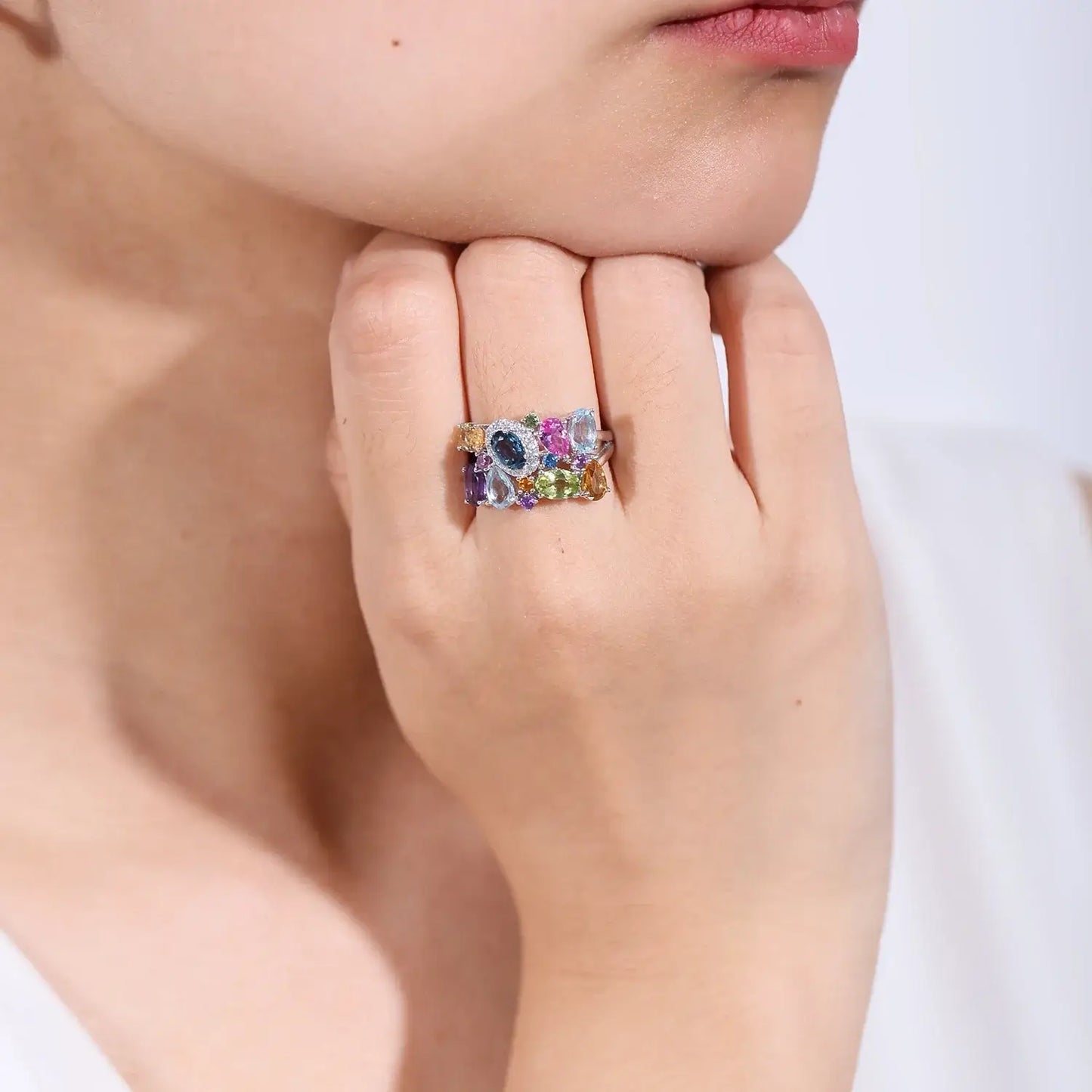 Multicolor Sterling Silver Adjustable Ring 925 Sterling Silver / MIX / United States|resizable Rings