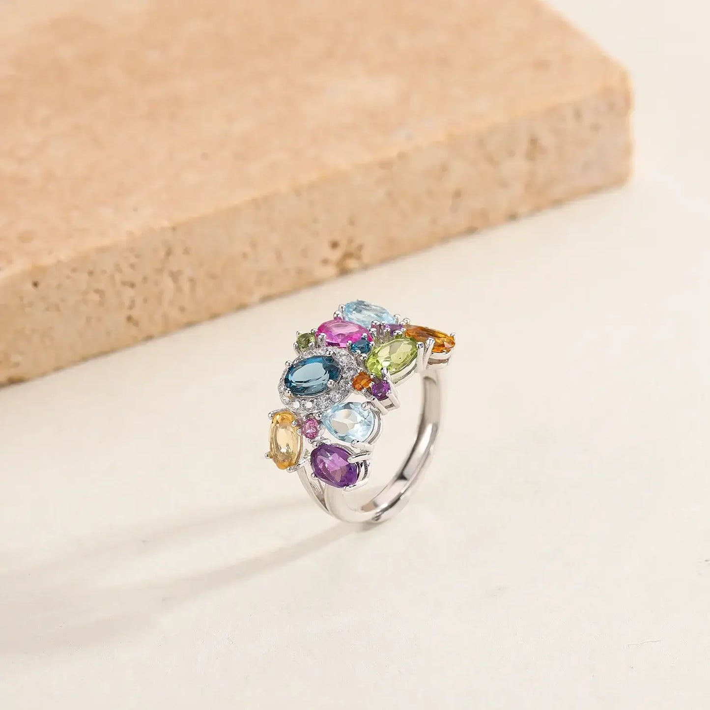 Multicolor Sterling Silver Adjustable Ring 925 Sterling Silver / MIX / United States|resizable Rings