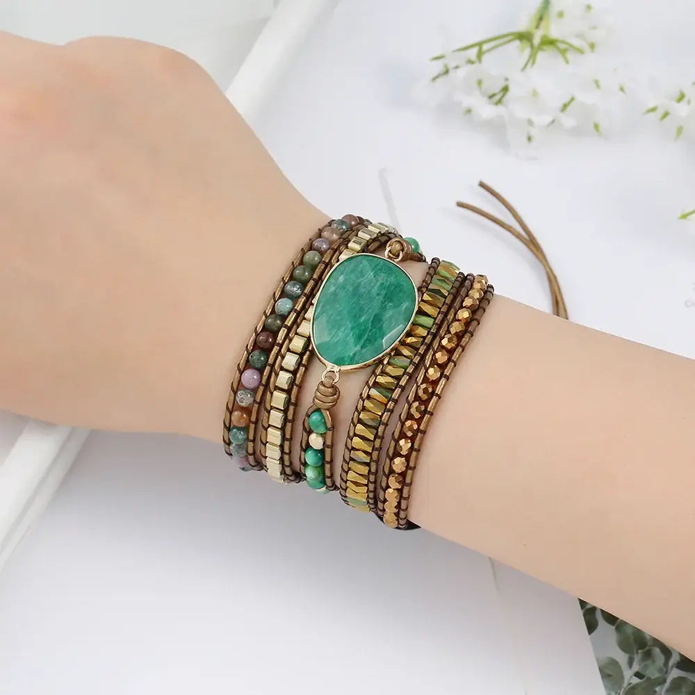 Natural Stone Crystal Bead Wrap Bracelet United States Bracelets