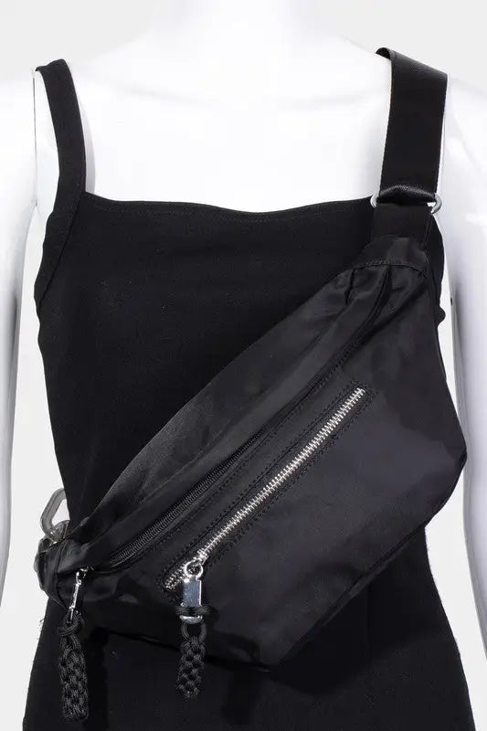Nylon Crossbody Bag with Adjustable Strap - Crossbody Bags