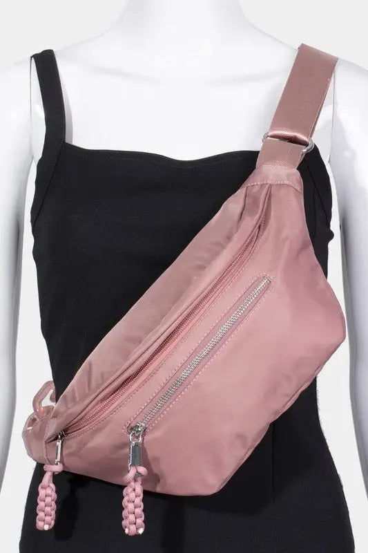 Nylon Crossbody Bag with Adjustable Strap - Crossbody Bags